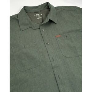 Orvis Men's L‎ Polyester Green Button Down Fishing Shirt
